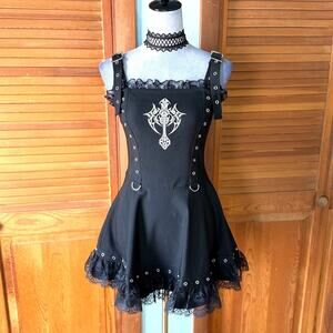 Dolls Kill Goth Punk Steampunk Witchcore Tattoo Unholy Souls Fit & Flare Dress S